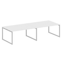 Metal System Quattro 4x4 40БО.ПРГ-2.4 (Белый/Серый) Переговорный стол, 2 столешницы на О-образном м/к