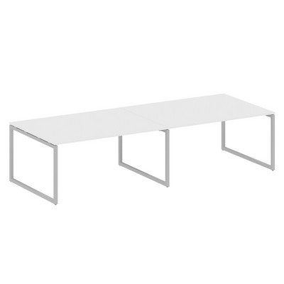 Metal System Quattro 4x4 40БО.ПРГ-2.4 (Белый/Серый) Переговорный стол, 2 столешницы на О-образном м/к