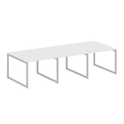 Metal System Quattro 4x4 40БО.ПРГ-3.1 (Белый/Серый) Переговорный стол, 3 столешницы на О-образном м/к