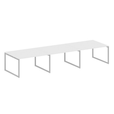 Metal System Quattro 4x4 40БО.ПРГ-3.3 (Белый/Серый) Переговорный стол, 3 столешницы на О-образном м/к