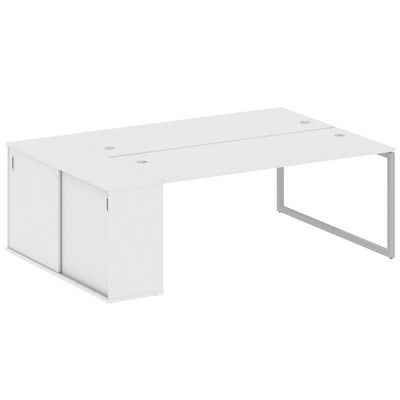 Metal System Quattro 4x4 40БО.РС-СШК-1.5 (Белый/Серый) Рабочая станция на О-образном м/к с опорным шкафом-купе