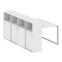 Metal System Quattro 4x4 40БО.РС-СШК-4.1 (Белый/Серый) Рабочая станция на О-образном м/к с опорным шкафом-купе