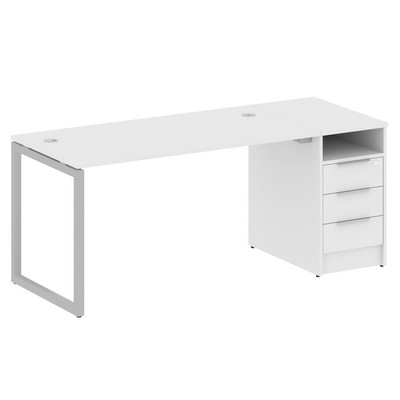 Metal System Quattro 4x4 40БО.РС-СТП -1.3 (Белый/Серый) Рабочая станция на О-образном м/к с опорной тумбой