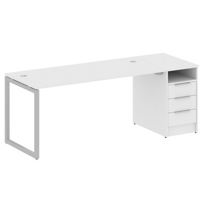 Metal System Quattro 4x4 40БО.РС-СТП -1.4 (Белый/Серый) Рабочая станция на О-образном м/к с опорной тумбой