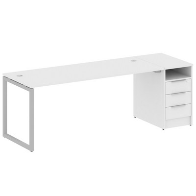 Metal System Quattro 4x4 40БО.РС-СТП -1.5 (Белый/Серый) Рабочая станция на О-образном м/к с опорной тумбой