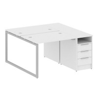 Metal System Quattro 4x4 40БО.РС-СТП-2.1 (Белый/Серый) Рабочая станция на О-образном м/к с опорной тумбой