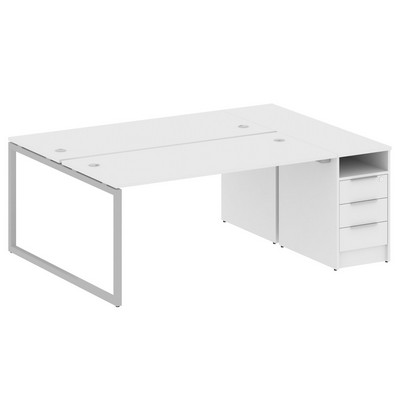 Metal System Quattro 4x4 40БО.РС-СТП-2.4 (Белый/Серый) Рабочая станция на О-образном м/к с опорной тумбой