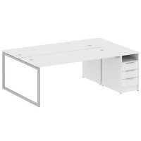 Metal System Quattro 4x4 40БО.РС-СТП-2.5 (Белый/Серый) Рабочая станция на О-образном м/к с опорной тумбой