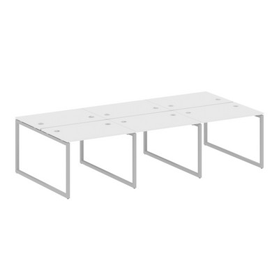 Metal System Quattro 4x4 40БО.СМ-6.1 (Белый/Серый) Рабочая станция на 6 раб.мест на О-образном м/к