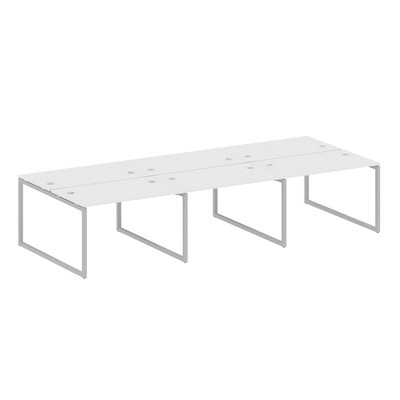 Metal System Quattro 4x4 40БО.СМ-6.2 (Белый/Серый) Рабочая станция на 6 раб.мест на О-образном м/к