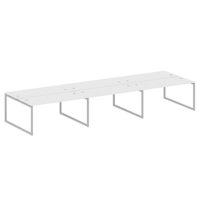 Metal System Quattro 4x4 40БО.СМ-6.4 (Белый/Серый) Рабочая станция на 6 раб.мест на О-образном м/к