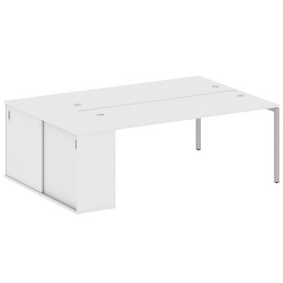 Metal System Quattro 4x4 40БП.РС-СШК-1.5 (Белый/Серый) Рабочая станция на П-образном м/к с опорным шкафом-купе