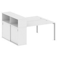 Metal System Quattro 4x4 40БП.РС-СШК-2.3 (Белый/Серый) Рабочая станция на П-образном м/кс опорным шкафом-купе