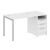 Metal System Quattro 4x4 40БП.РС-СТП -1.1 (Белый/Серый) Рабочая станция на П-образном м/к с опорной тумбой