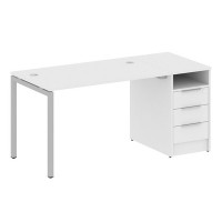 Metal System Quattro 4x4 40БП.РС-СТП -1.2 (Белый/Серый) Рабочая станция на П-образном м/к с опорной тумбой