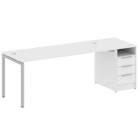 Metal System Quattro 4x4 40БП.РС-СТП -1.5 (Белый/Серый) Рабочая станция на П-образном м/к с опорной тумбой