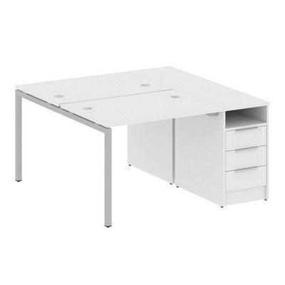 Metal System Quattro 4x4 40БП.РС-СТП-2.1 (Белый/Серый) Рабочая станция на П-образном м/к с опорной тумбой