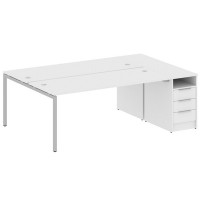 Metal System Quattro 4x4 40БП.РС-СТП-2.5 (Белый/Серый) Рабочая станция на П-образном м/к с опорной тумбой