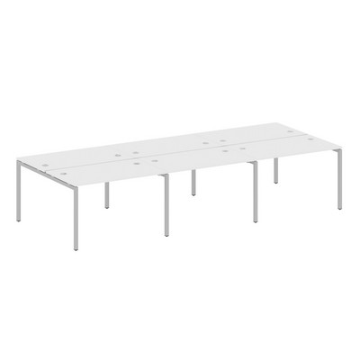 Metal System Quattro 4x4 40БП.СМ-6.2 (Белый/Серый) Рабочая станция на 6 раб.мест на П-образном м/к