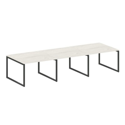 Metal System Quattro 4x4 40БО.ПРГ-3.2 (Дуб наварра/Черный) Переговорный стол, 3 столешницы на О-образном м/к