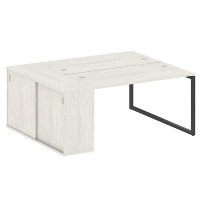 Metal System Quattro 4x4 40БО.РС-СШК-1.3 (Дуб наварра/Черный) Рабочая станция на О-образном м/к с опорным шкафом-купе