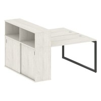 Metal System Quattro 4x4 40БО.РС-СШК-2.2 (Дуб наварра/Антрацит) Рабочая станция на О-образном м/к с опорным шкафом-купе