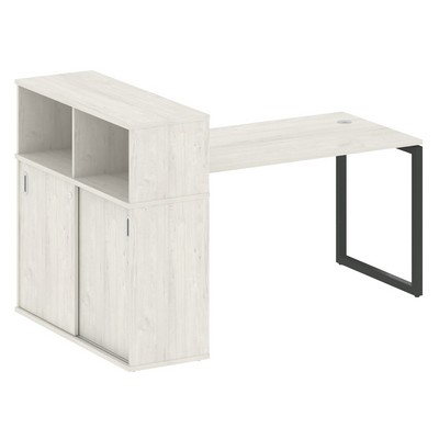 Metal System Quattro 4x4 40БО.РС-СШК-3.3 (Дуб наварра/Антрацит) Стол письменный на О-образном м/к с опорным шкафом-купе