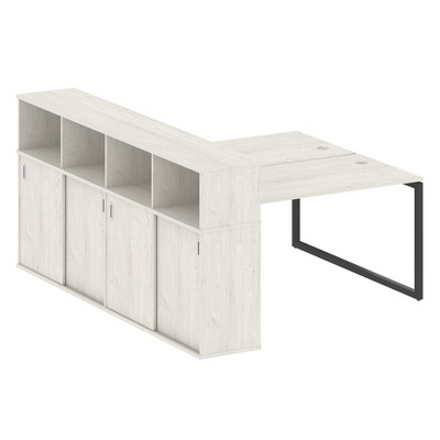 Metal System Quattro 4x4 40БО.РС-СШК-4.3 (Дуб наварра/Антрацит) Рабочая станция на О-образном м/к с опорным шкафом-купе