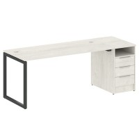 Metal System Quattro 4x4 40БО.РС-СТП -1.4 (Дуб наварра/Антрацит) Рабочая станция на О-образном м/к с опорной тумбой