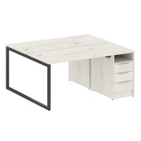 Metal System Quattro 4x4 40БО.РС-СТП-2.2 (Дуб наварра/Антрацит) Рабочая станция на О-образном м/к с опорной тумбой