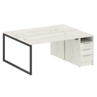 Metal System Quattro 4x4 40БО.РС-СТП-2.3 (Дуб наварра/Антрацит) Рабочая станция на О-образном м/к с опорной тумбой