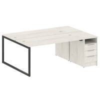 Metal System Quattro 4x4 40БО.РС-СТП-2.4 (Дуб наварра/Антрацит) Рабочая станция на О-образном м/к с опорной тумбой