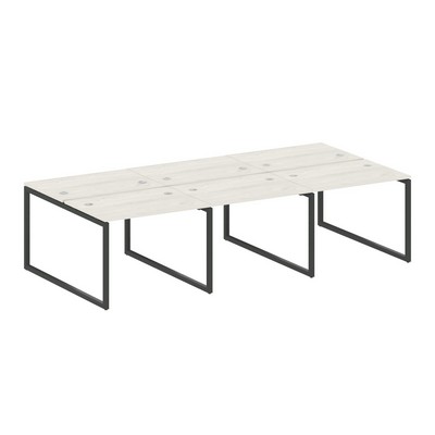 Metal System Quattro 4x4 40БО.СМ-6.1 (Дуб наварра/Антрацит) Рабочая станция на 6 раб.мест на О-образном м/к