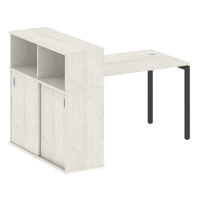 Metal System Quattro 4x4 40БП.РС-СШК-3.2 (Дуб наварра/Черный) Стол письменный на П-образном м/к с опорным шкафом-купе