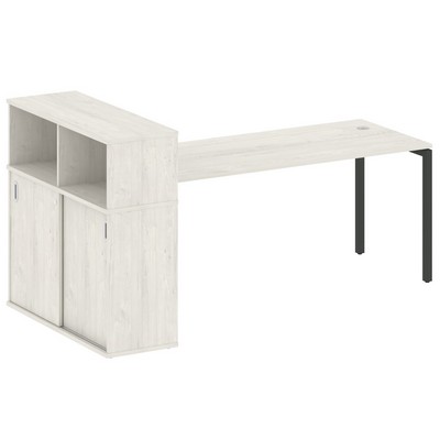 Metal System Quattro 4x4 40БП.РС-СШК-3.5 (Дуб наварра/Антрацит) Стол письменный на П-образном м/к с опорным шкафом-купе