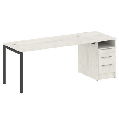 Metal System Quattro 4x4 40БП.РС-СТП -1.4 (Дуб наварра/Черный) Рабочая станция на П-образном м/к с опорной тумбой