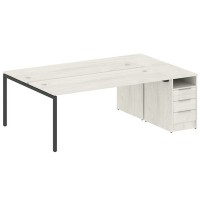 Metal System Quattro 4x4 40БП.РС-СТП-2.5 (Дуб наварра/Антрацит) Рабочая станция на П-образном м/к с опорной тумбой