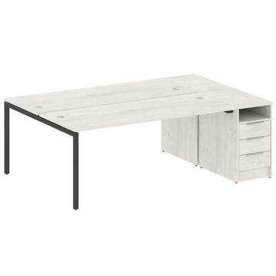 Metal System Quattro 4x4 40БП.РС-СТП-2.5 (Дуб наварра/Черный) Рабочая станция на П-образном м/к с опорной тумбой