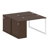 Metal System Quattro 4x4 40БО.РС-СШК-1.1 (Дуб наварра/Белый) Рабочая станция на О-образном м/к с опорным шкафом-купе