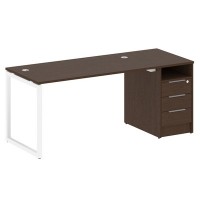 Metal System Quattro 4x4 40БО.РС-СТП -1.3 (Дуб наварра/Белый) Рабочая станция на О-образном м/к с опорной тумбой