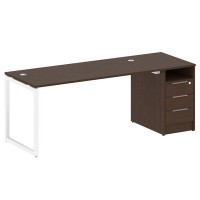 Metal System Quattro 4x4 40БО.РС-СТП -1.4 (Дуб наварра/Белый) Рабочая станция на О-образном м/к с опорной тумбой