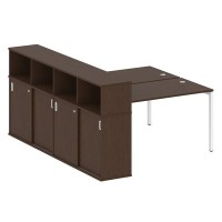 Metal System Quattro 4x4 40БП.РС-СШК-4.3 (Дуб наварра/Белый) Рабочая станция на П-образном м/к с опорным шкафом-купе