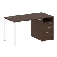 Metal System Quattro 4x4 40БП.РС-СТП -1.1 (Дуб наварра/Белый) Рабочая станция на П-образном м/к с опорной тумбой