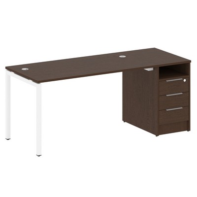 Metal System Quattro 4x4 40БП.РС-СТП -1.3 (Дуб наварра/Белый) Рабочая станция на П-образном м/к с опорной тумбой