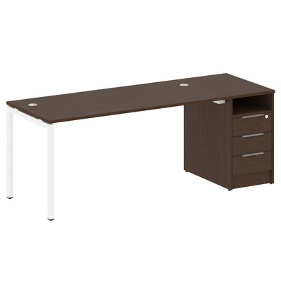 Metal System Quattro 4x4 40БП.РС-СТП -1.4 (Дуб наварра/Белый) Рабочая станция на П-образном м/к с опорной тумбой