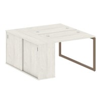 Metal System Quattro 4x4 40БО.РС-СШК-1.1 (Дуб наварра/Мокко) Рабочая станция на О-образном м/к с опорным шкафом-купе