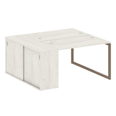 Metal System Quattro 4x4 40БО.РС-СШК-1.2 (Дуб наварра/Мокко) Рабочая станция на О-образном м/к с опорным шкафом-купе