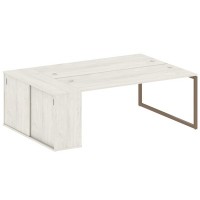 Metal System Quattro 4x4 40БО.РС-СШК-1.5 (Дуб наварра/Мокко) Рабочая станция на О-образном м/к с опорным шкафом-купе