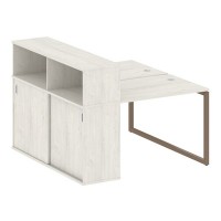 Metal System Quattro 4x4 40БО.РС-СШК-2.1 (Дуб наварра/Мокко) Рабочая станция на О-образном м/к с опорным шкафом-купе