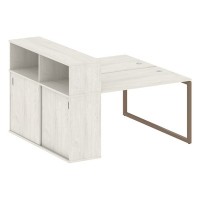 Metal System Quattro 4x4 40БО.РС-СШК-2.2 (Дуб наварра/Мокко) Рабочая станция на О-образном м/к с опорным шкафом-купе